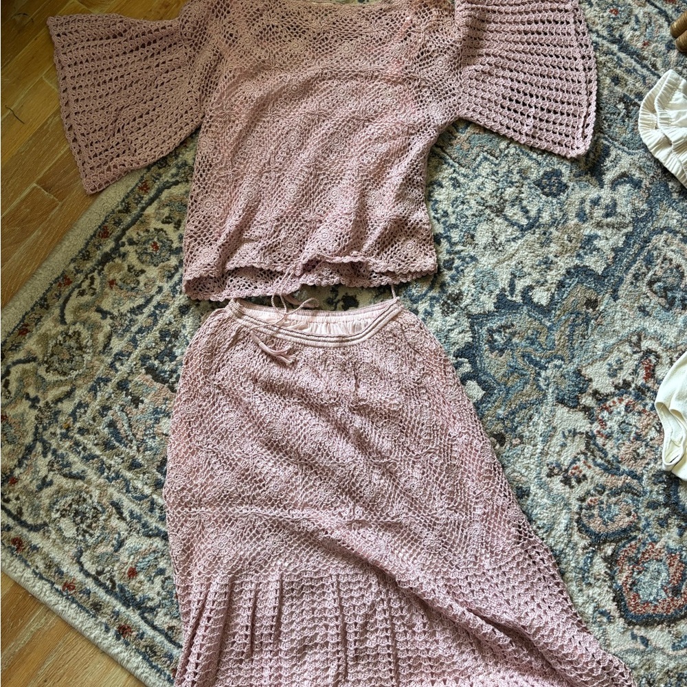 Pink A-Line Maxi Skirt for Resort Wear